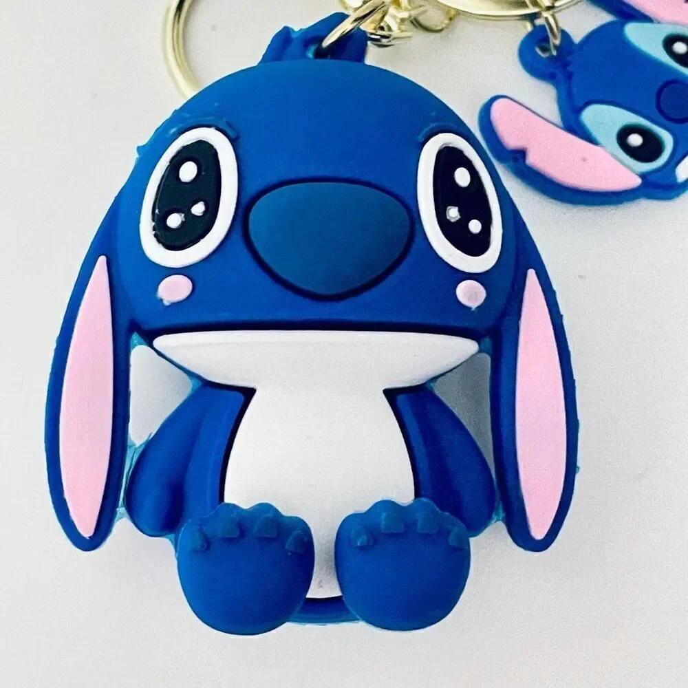 NWT Disney We love Stitch on Moped Blue Wristlet Key holder Keyring Keychain